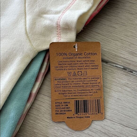 Touched By Nature Organic Cotton 5 Pc Bodysuits Rosebud 9-12 MO NWT - Picture 9 of 16